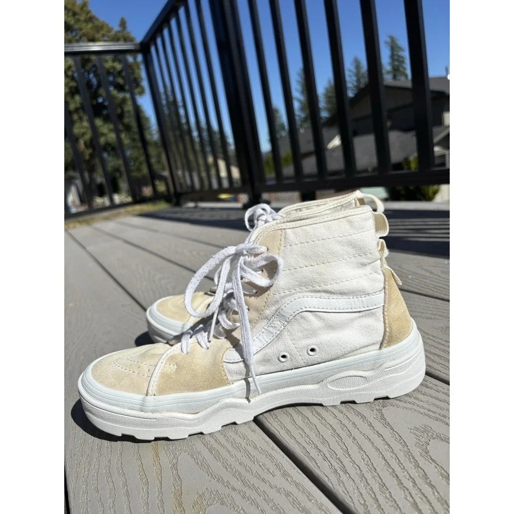 VANS Sentry Sk8-Hi WC Boots High Canvas Suede Skate White Men's Size 7.5/Women 9